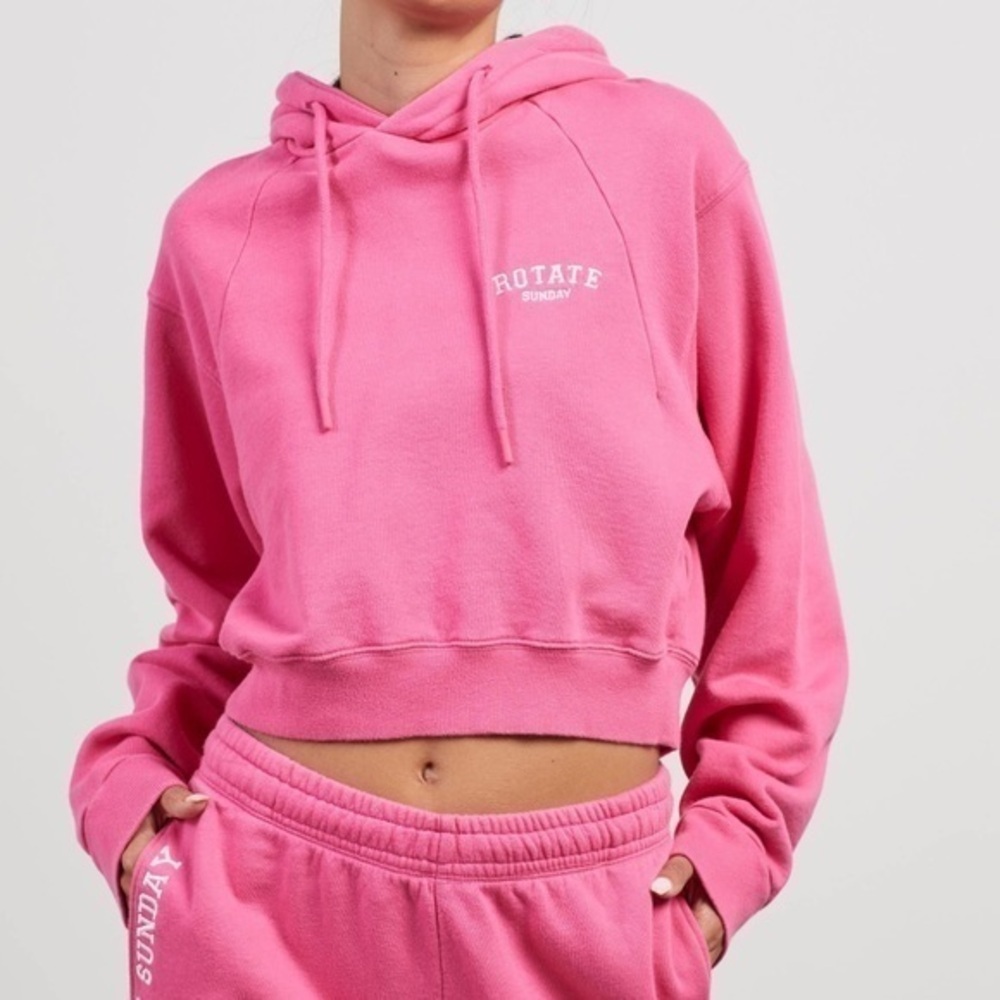 NWT Rotate Pink Logo Pullover Hoodie Size Large